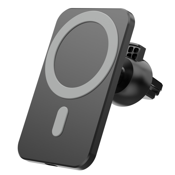 Vezeték nélküli mágneses autós töltő, 15W, iPhone-hoz, Fekete