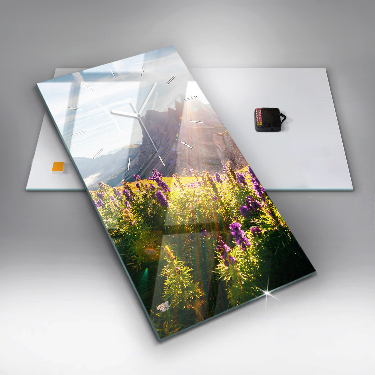 Falióra, Wallfluent, üveg, Fehér mutatók, Számok nélkül, Levendula rét ...