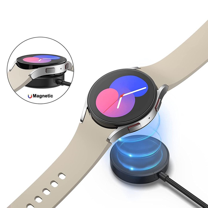 Încărcător wireless Techsuit, 2.5W, negru, cu suport pentru birou