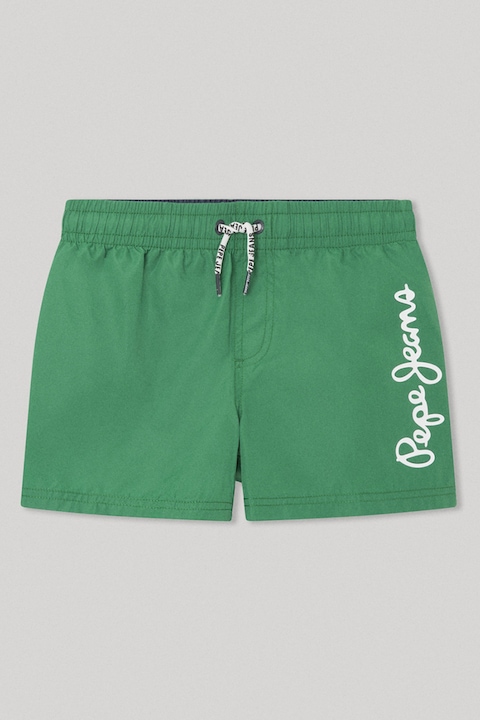 Pepe Jeans London, Плувни шорти с лого, Зелен