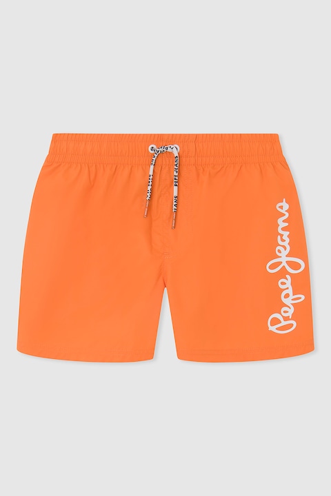 Pepe Jeans London, Плувни шорти с лого, Оранжев