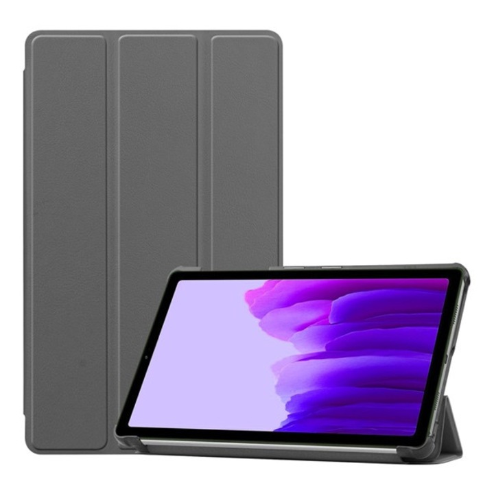 Tablet tok, kompatibilis, Samsung Galaxy Tab A7 Lite LTE (SM-T225) / Galaxy Tab A7 Lite WIFI (SM-T220) Gigapack tok álló, bőr hatású (aktív flip, oldalra nyíló, trifold, asztali tartó) sötétszürke, gigapack csomagolás