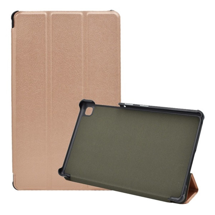 Tablet tok, kompatibilis, Samsung Galaxy Tab A7 Lite LTE (SM-T225) / Galaxy Tab A7 Lite WIFI (SM-T220) Gigapack tok álló, bőr hatású (aktív flip, oldalra nyíló, trifold, asztali tartó) rozéarany, gigapack csomagolás
