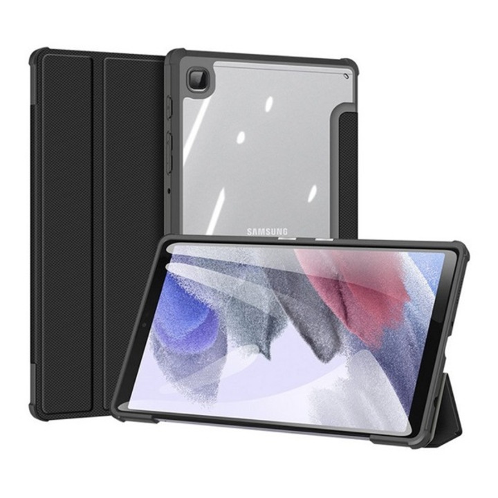 Tablet tok, kompatibilis, Samsung Galaxy Tab A7 Lite LTE (SM-T225) / Galaxy Tab A7 Lite WIFI (SM-T220) Dux ducis toby tok álló, bőr hatású (aktív flip, oldalra nyíló, trifold, asztali tartó, ceruza tartó) fekete, gyártói csomagolás