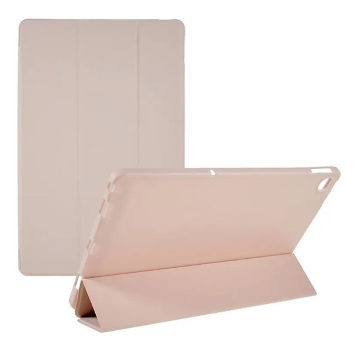 Gigapack tabletvédő álló, bőr hatású, flip, oldalra nyíló, trifold, asztali tartó, rózsaszín, kompatibilis: Lenovo Tab M10 Plus, TB125, WIFI / Tab M10 Plus, TB128, LTE