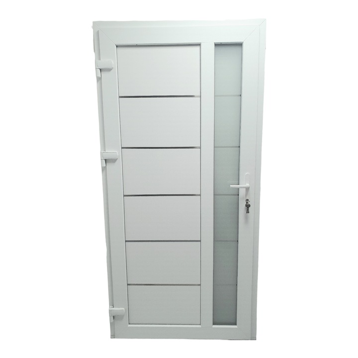 Usa termopan pvc de intrare, 100x2000 mm, Alb, Deschidere stanga privit din interior