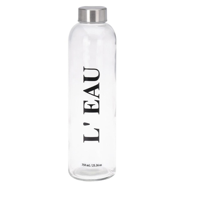 Бутилка за вода, Excellent Houseware-L'eau, стъклена, 750 мл, прозрачна