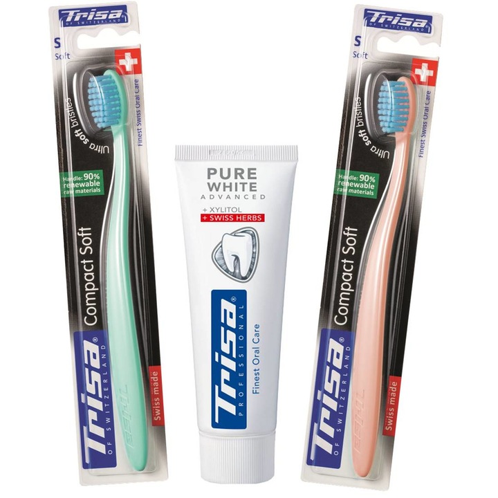 Trisa Compact Soft csomag tiszta fehér fogkrémmel 75 ml 691534+904244 Többszínű