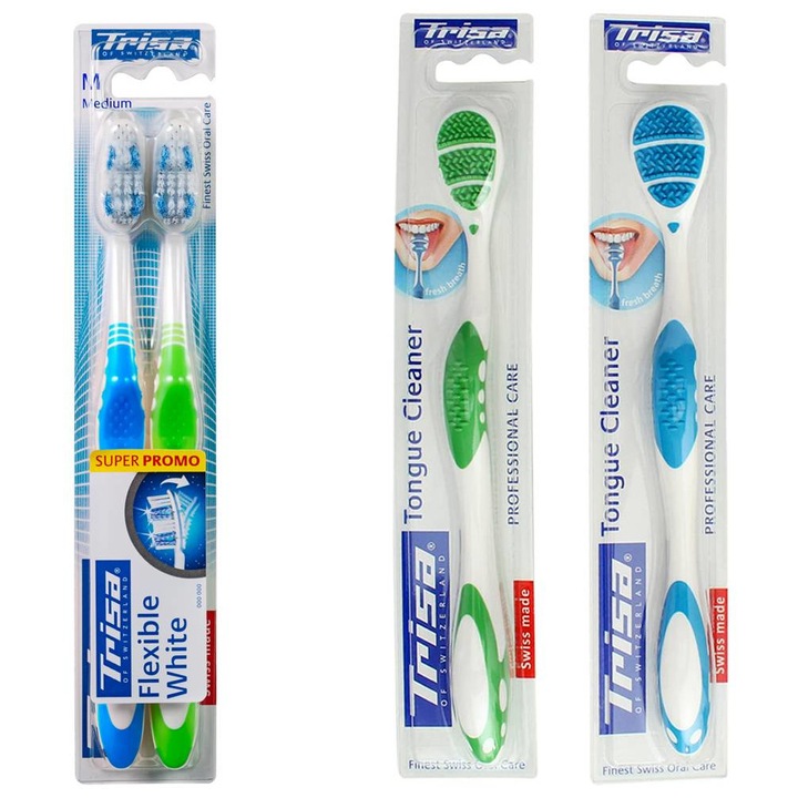 Pachet Trisa Flexible White Duo Medium cu Dispozitive de limba profesionale 682195+2x678490 Multicolor