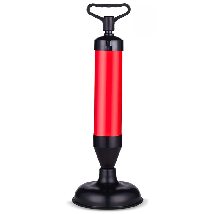 Pompa pentru desfundat chiuvete si obiecte sanitare, 2 adaptoare, 37 cm