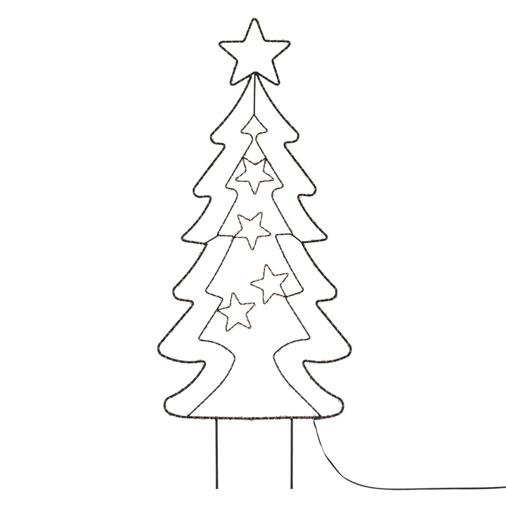 Brad de Craciun cu LED, ECD Germany, lungime 87 cm, IP44, metal/PVC, lumina alb cald, usor de asamblat, cronometru, interior/exterior