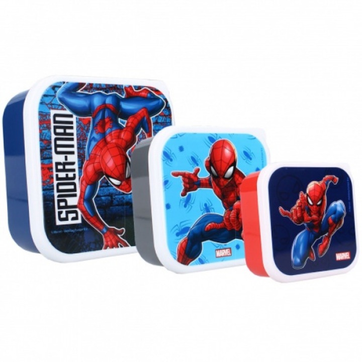 Gyerek étel rakott ebéddoboz 3 az 1-ben Spiderman, 12 x 12 x 6 cm