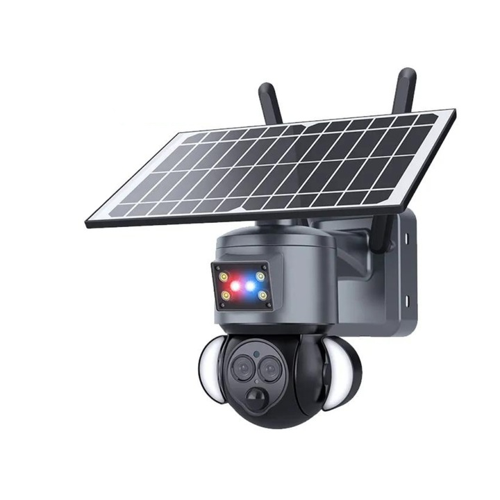 4G 4K Ultra HD камера за наблюдение, двоен обектив, 12X ZOOM, зареждане от слънчева енергия, въртене от приложението, IP 66 водоустойчивост