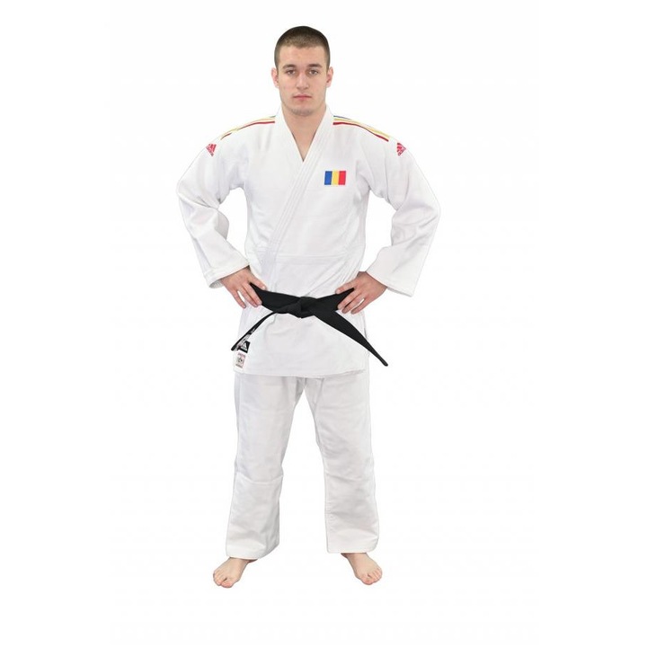 Кимоно Judo Adidas Champion II IJF Tricolor, памук, бяло, XS INTL, 150 см