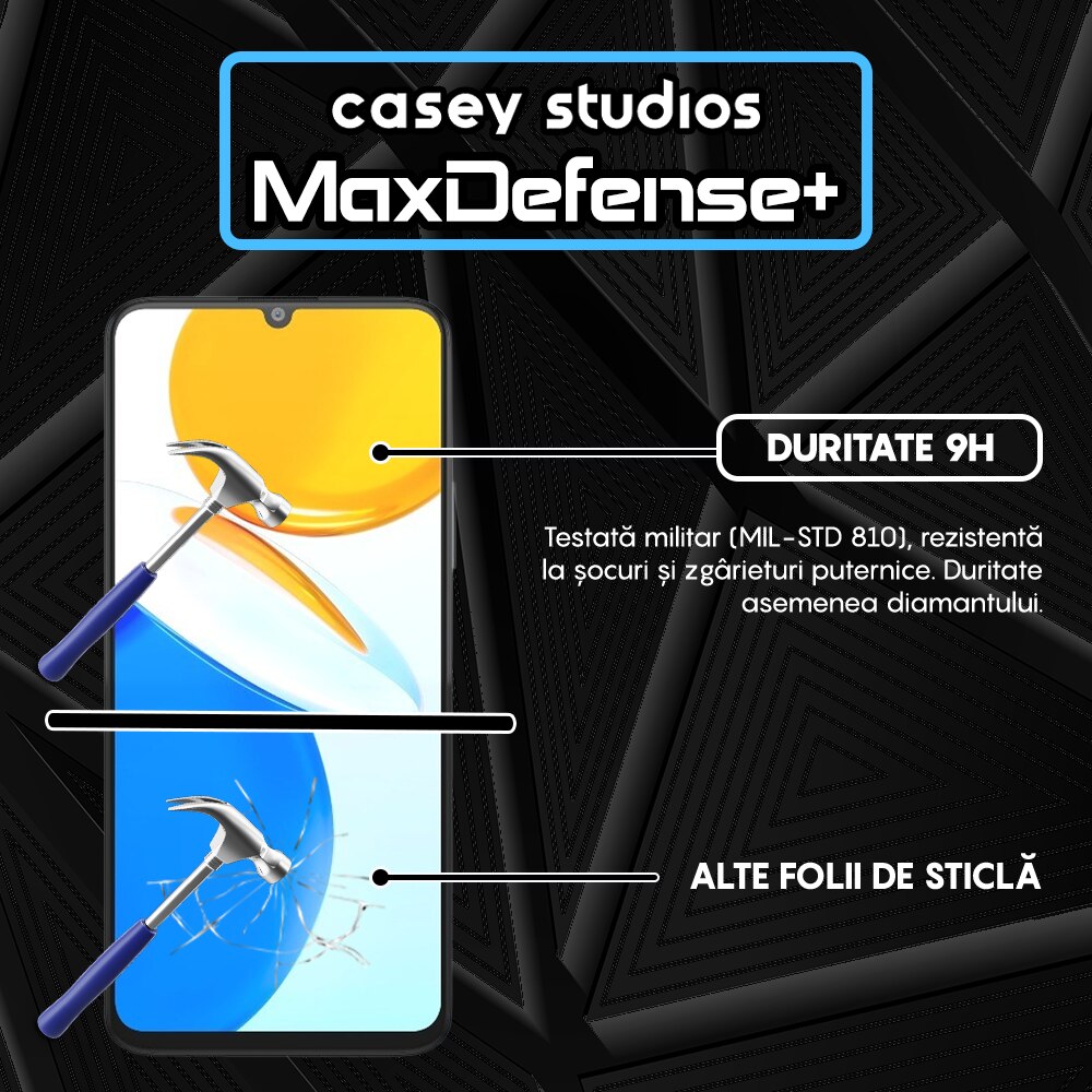 Folie Sticla CASEY STUDIOS™ compatibila cu Honor X7, Full Cover 3D, Full Glue, Duritate Militara, Ultra HD, Anti Zgarieturi, Anti Socuri, Margini Negre