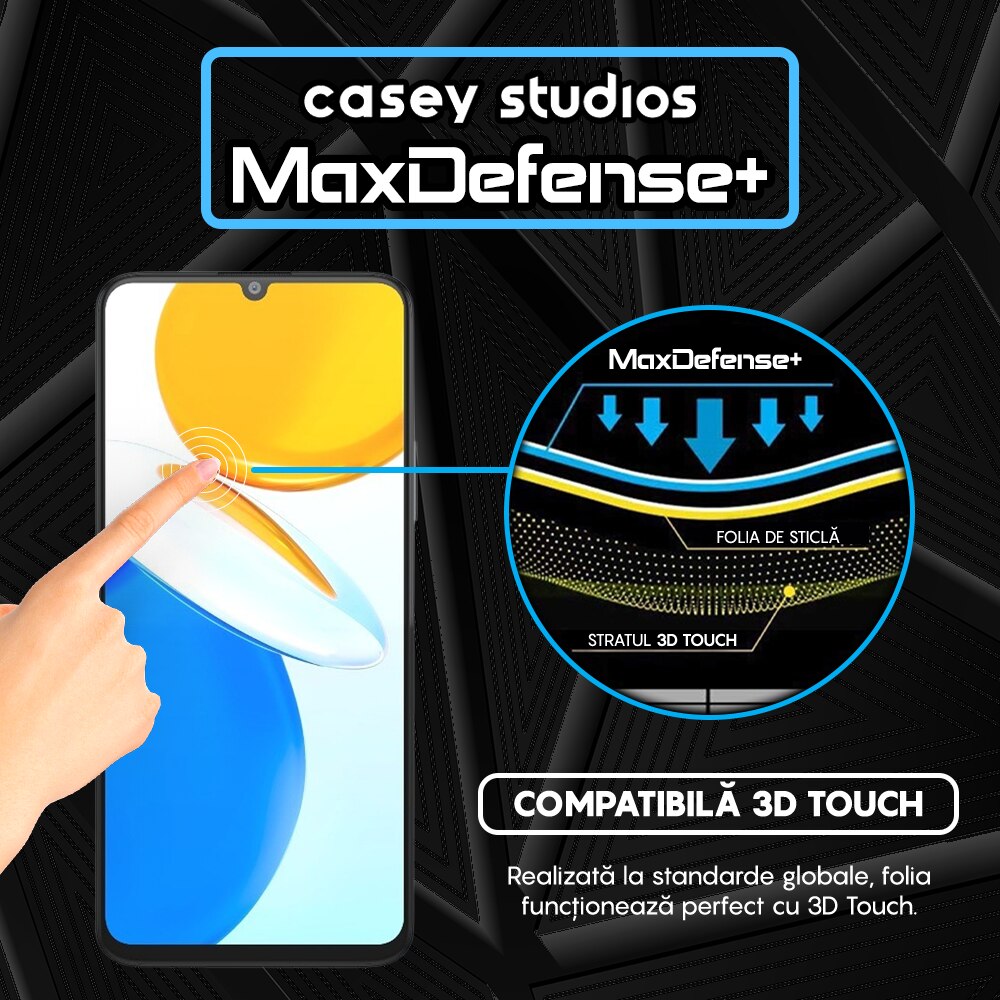 Folie Sticla CASEY STUDIOS™ compatibila cu Honor X7, Full Cover 3D, Full Glue, Duritate Militara, Ultra HD, Anti Zgarieturi, Anti Socuri, Margini Negre