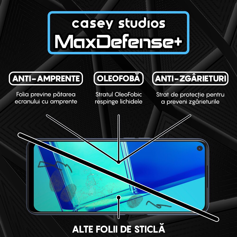 Folie Sticla CASEY STUDIOS™ compatibila cu Oppo A52 / A72 4G, Full Cover 3D, Full Glue, Duritate Militara, Ultra HD, Anti Zgarieturi, Anti Socuri, Margini Negre