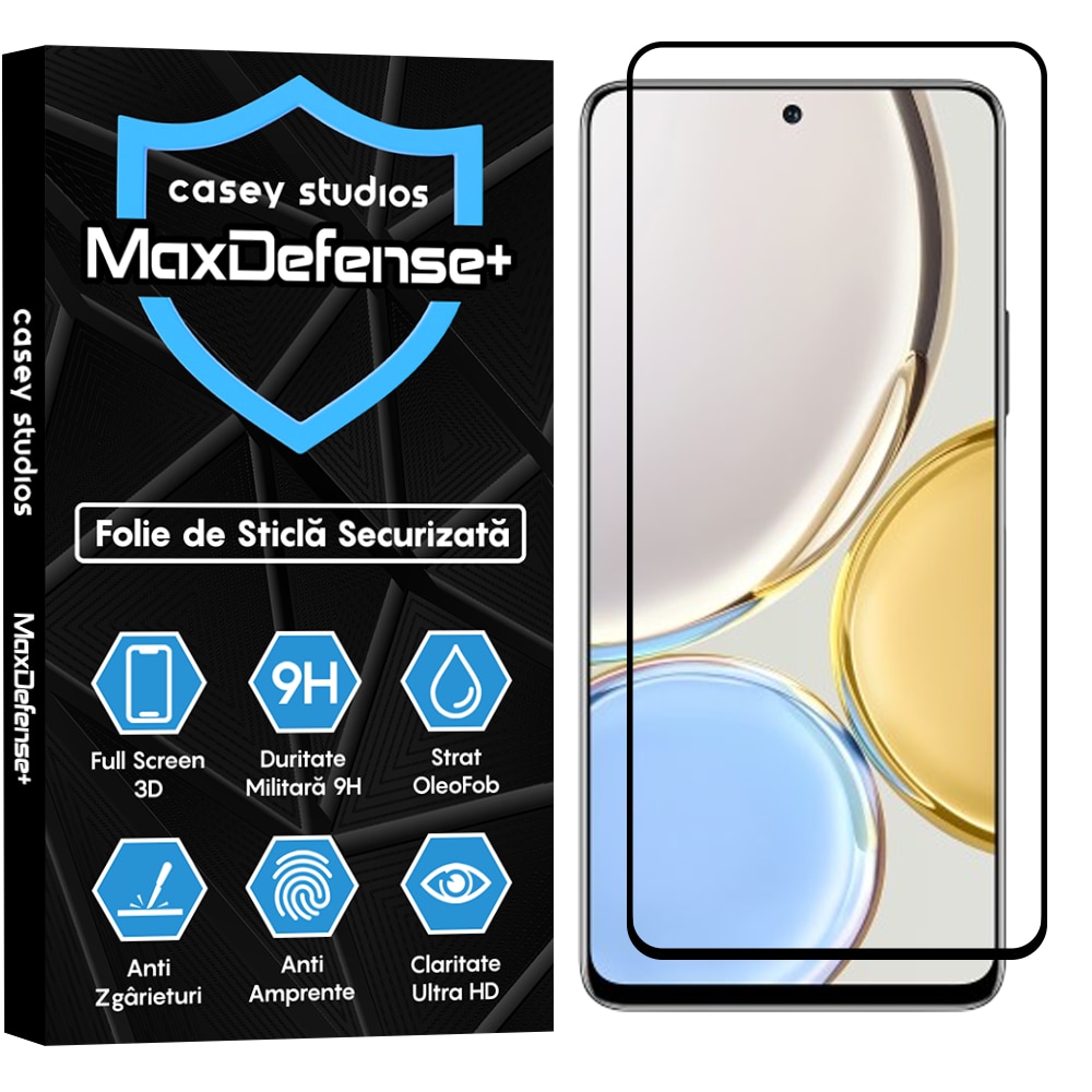 Folie Sticla CASEY STUDIOS™ compatibila cu Honor Magic 4 Lite 5G, Full Cover 3D, Full Glue, Duritate Militara, Ultra HD, Anti Zgarieturi, Anti Socuri, Margini Negre