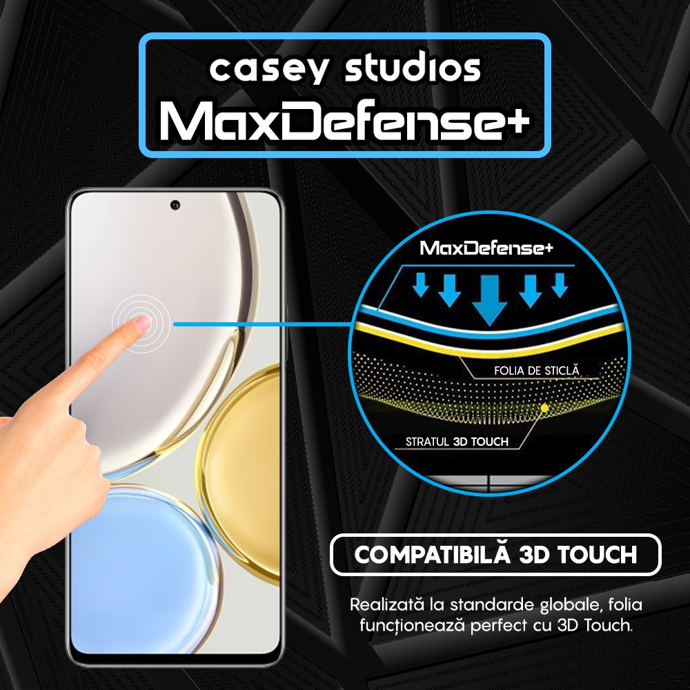 Folie Sticla CASEY STUDIOS™ compatibila cu Honor Magic 4 Lite 5G, Full Cover 3D, Full Glue, Duritate Militara, Ultra HD, Anti Zgarieturi, Anti Socuri, Margini Negre