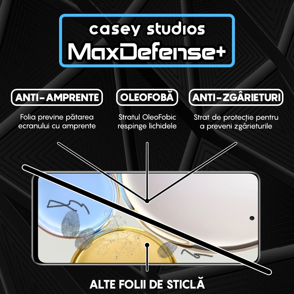 Folie Sticla CASEY STUDIOS™ compatibila cu Honor Magic 4 Lite 5G, Full Cover 3D, Full Glue, Duritate Militara, Ultra HD, Anti Zgarieturi, Anti Socuri, Margini Negre