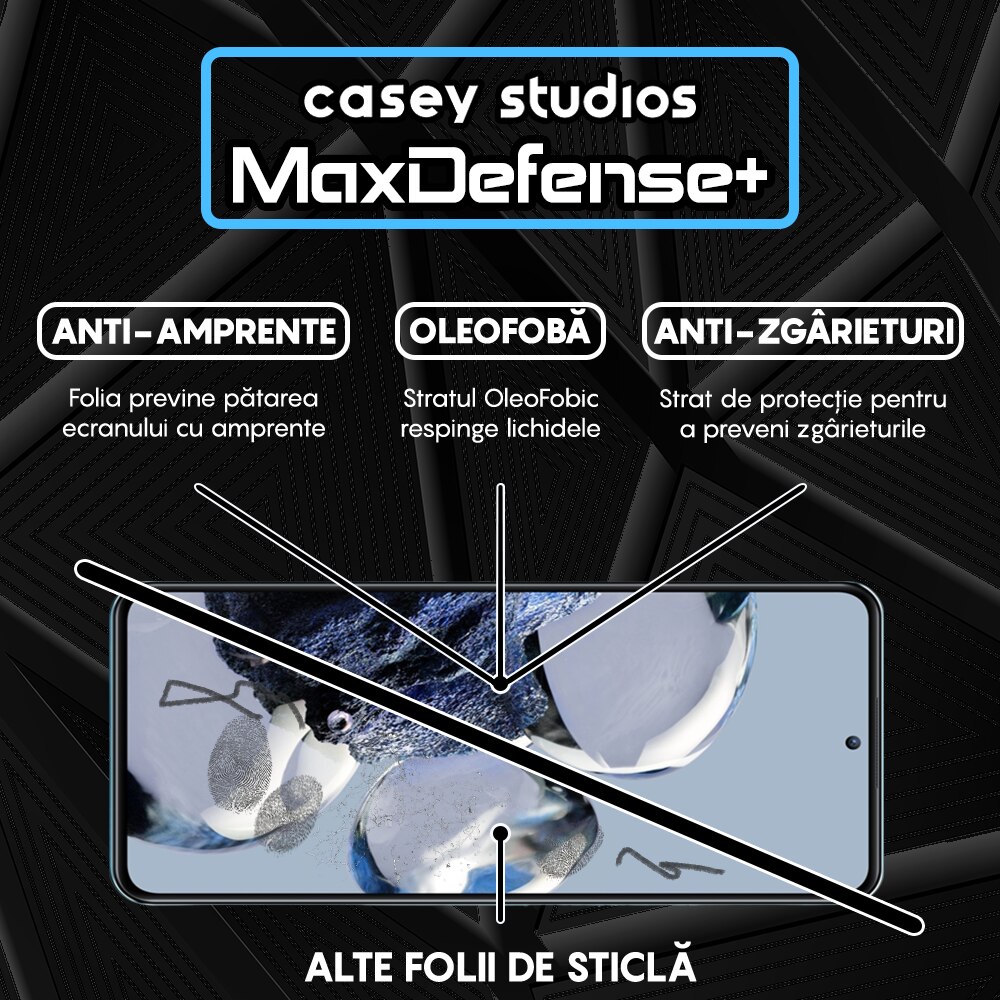 Folie Sticla CASEY STUDIOS™ compatibila cu Xiaomi 12T / Xiaomi 12T Pro, Full Cover 3D, Full Glue, Duritate Militara, Ultra HD, Anti Zgarieturi, Anti Socuri, Margini Negre