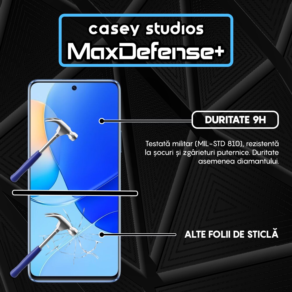 Folie Sticla CASEY STUDIOS™ compatibila cu Huawei nova 9 SE, Full Cover 3D, Full Glue, Duritate Militara, Ultra HD, Anti Zgarieturi, Anti Socuri, Margini Negre