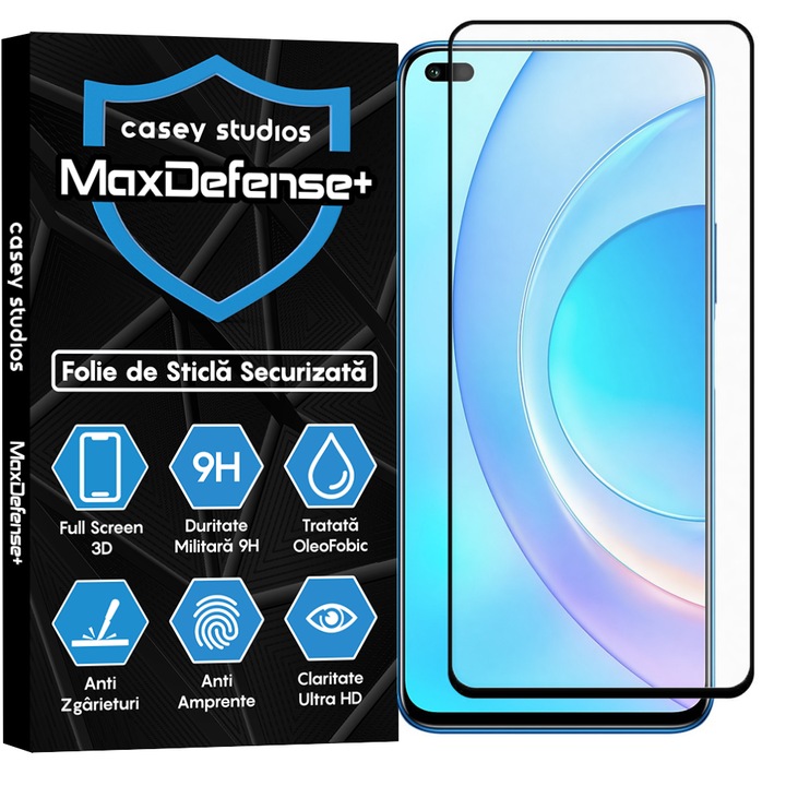 CASEY STUDIOS™ üvegfólia kompatibilis a következőkkel: Honor 50 Lite / Huawei nova 8i, Full Glue, Katonai keménység, Ultra HD, karcmentes, ütésálló, fekete élek
