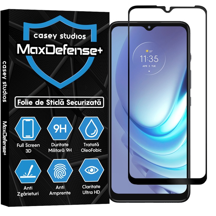 CASEY STUDIOS™ üvegfólia Motorola Moto G50 kompatibilis, Full Glue, Katonai keménység, Ultra HD, karcolásgátló, ütésálló, fekete élek