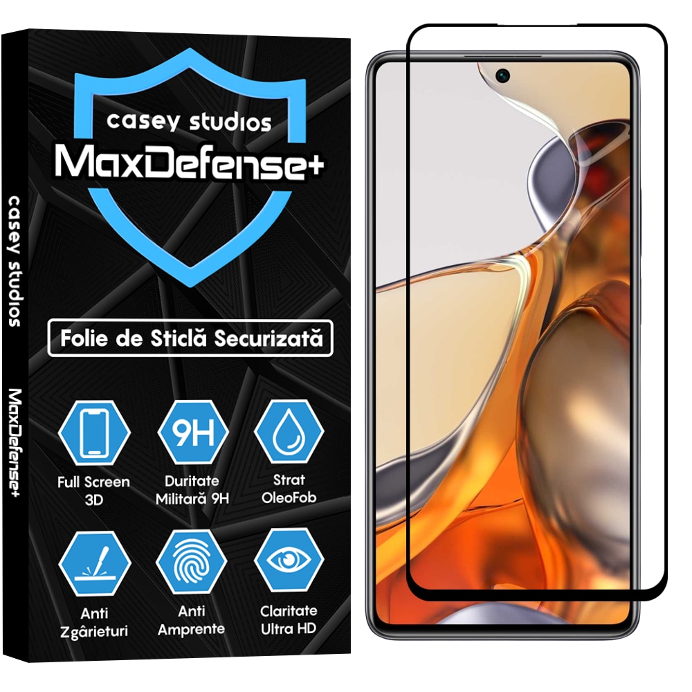 Folie Sticla CASEY STUDIOS™ compatibila cu Oppo A74 4G / A94 4G / A94 5G / A95 / Find X5 Lite / Reno5 Lite / Reno5 Lite / Reno5 Z / Reno7 5G, Full Cover 3D, Full Glue, Duritate Militara, Ultra HD, Anti Zgarieturi, Anti Socuri, Margini Negre
