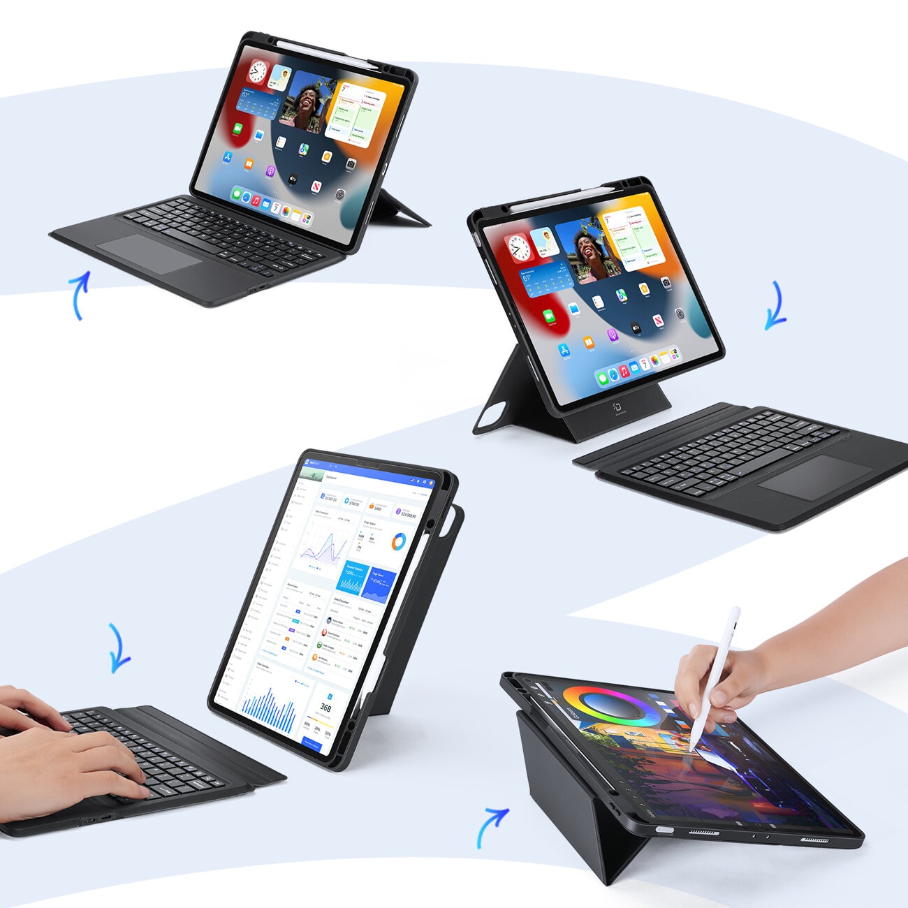 Husa cu tastatura DuxDucis Keyboard DK Series compatibila cu iPad Pro 12.9 inch 2020/2021/2022 Black