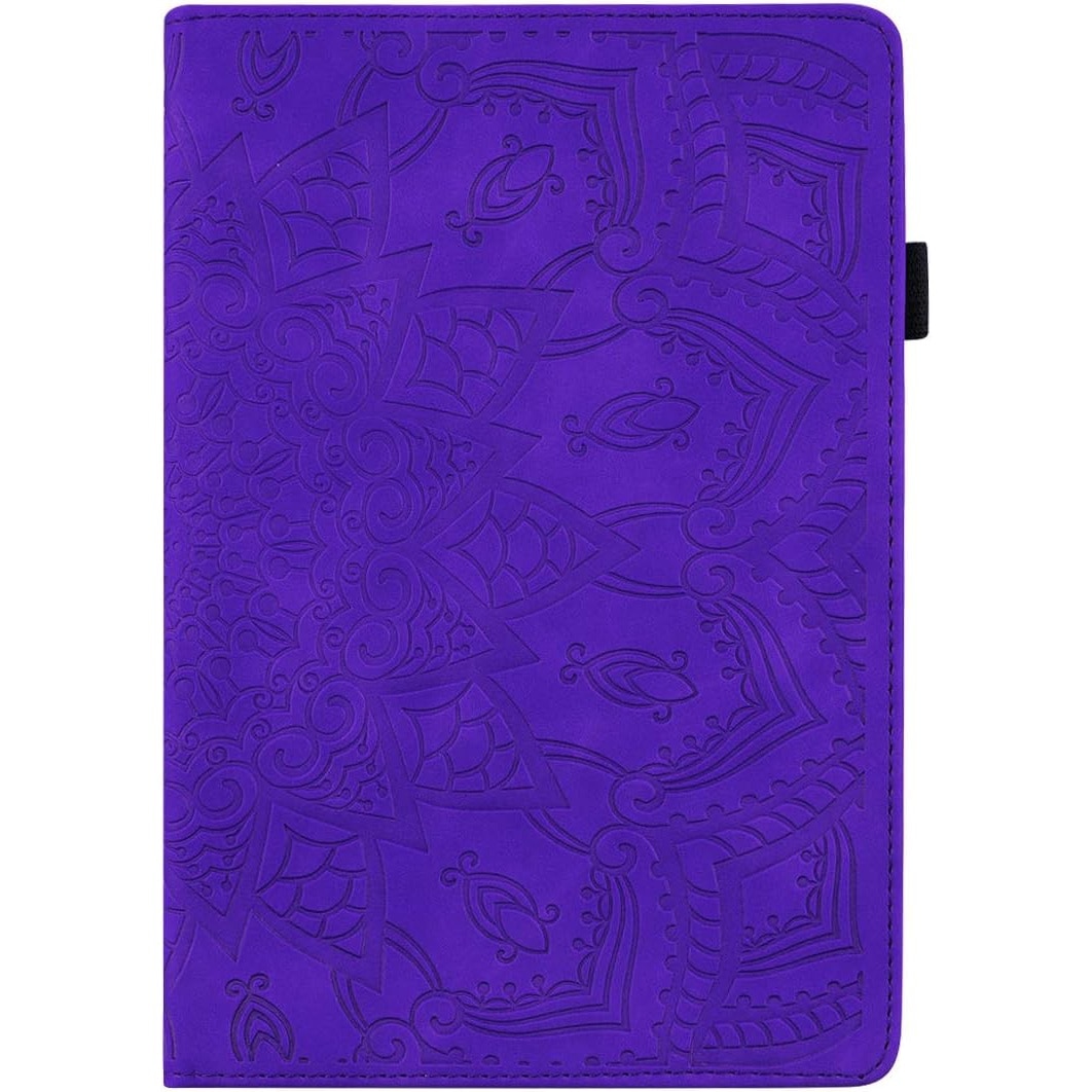Husa Office Sigloo din piele sintetica emobsata, pentru tableta Ipad 9/8/7 (2021/2020/2019), 10.2 inch, Smart Cover, suport de smartpen, si portcarduri in interior, Purple