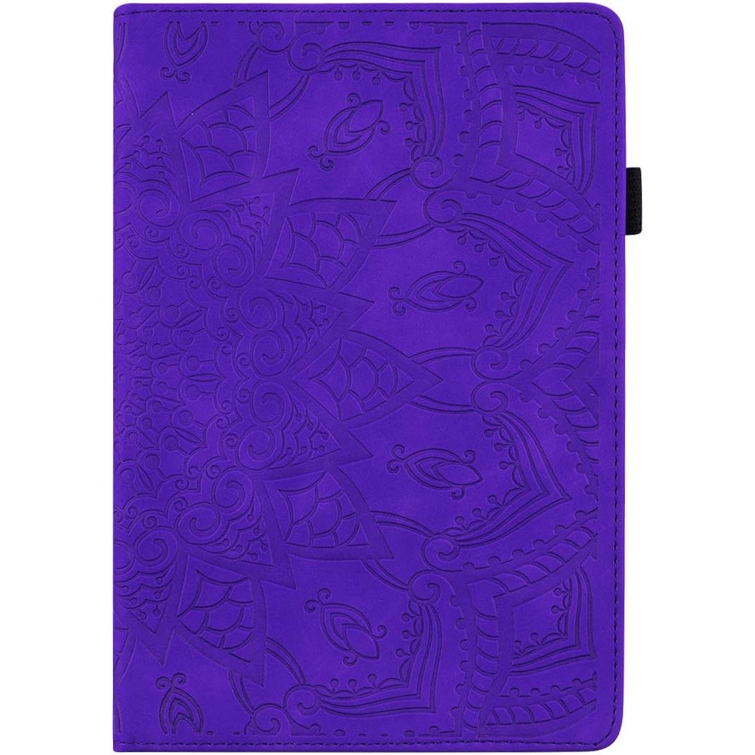 Husa Office Sigloo din piele sintetica emobsata, pentru tableta Ipad 9/8/7 (2021/2020/2019), 10.2 inch, Smart Cover, suport de smartpen, si portcarduri in interior, Purple