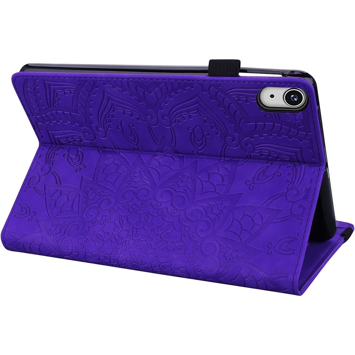 Husa Office Sigloo din piele sintetica emobsata, pentru tableta Ipad 9/8/7 (2021/2020/2019), 10.2 inch, Smart Cover, suport de smartpen, si portcarduri in interior, Purple