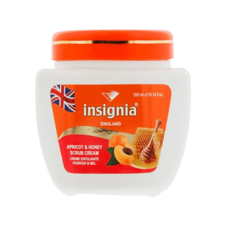 Crema exfolianta corp Insignia England Apricot & Honey Scrum Cream, extract mar si miere, 300ml