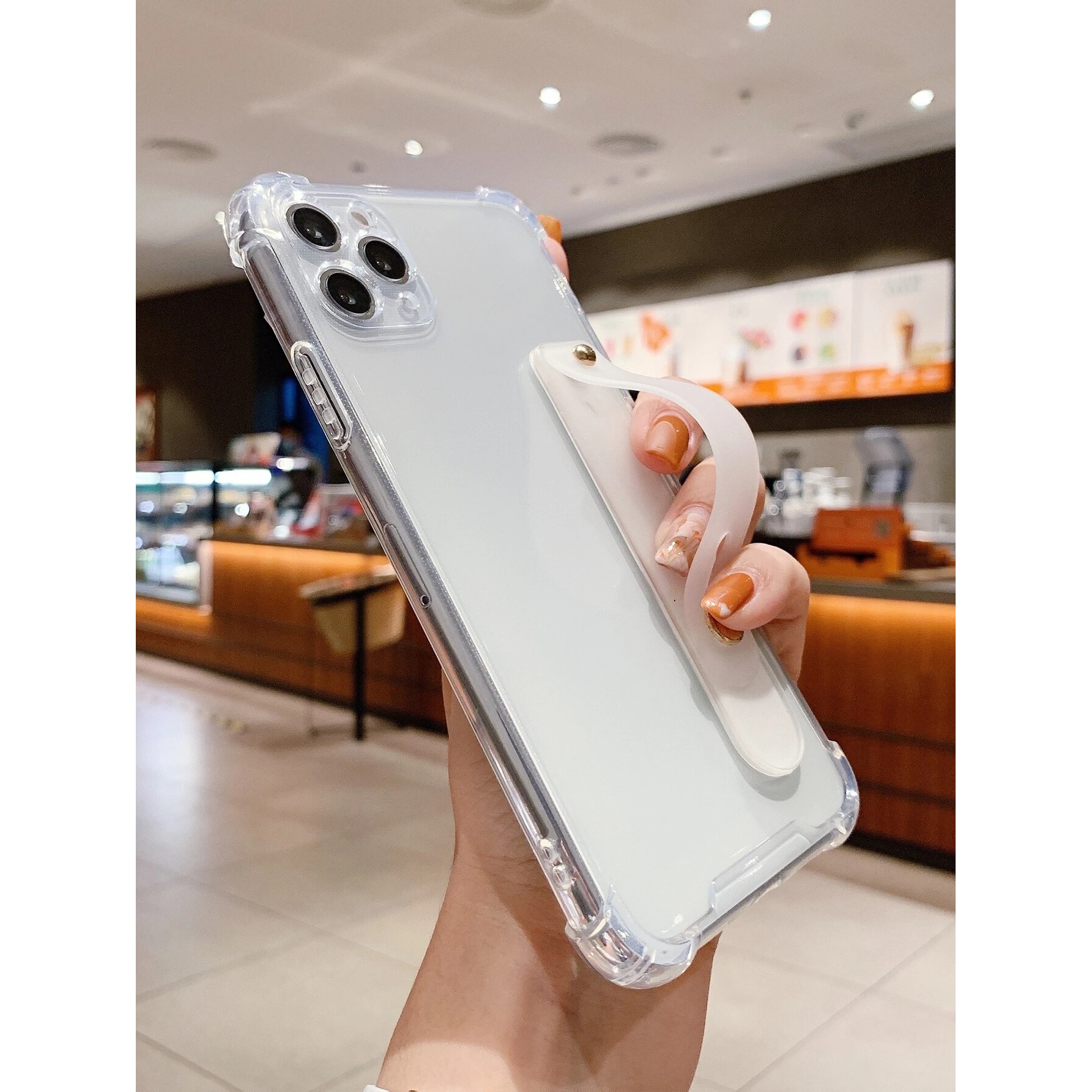 Husa compatibila cu Apple iPhone 15, Maner ajustabil (handle grip loop), Transparenta, Colturi cu absorbtie cazaturi, Waterproof, Anti-fall, Shockproof