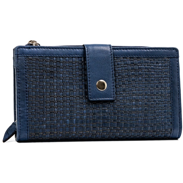 Portofel de dama, piele naturala, bleumarin, Rovicky, r-861-ddw, 10 x 19, 5 x 2 cm