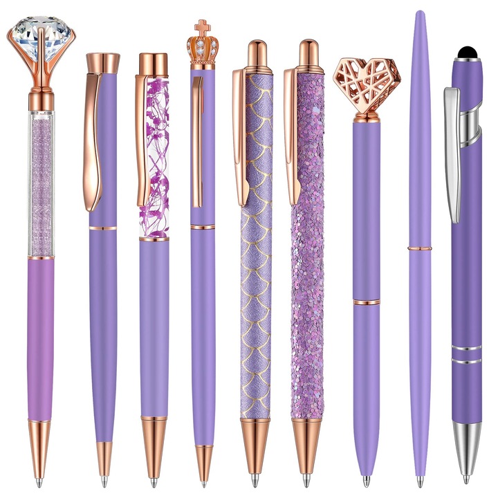 Комплект 9 химикалки, MWAOWM, Metal, Violet