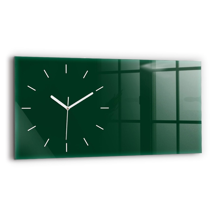 Falióra, Wallfluent, üveg, Fehér mutatók, Számok nélkül, Zöld, Téglalap 60x30 cm, 010010500030100271799