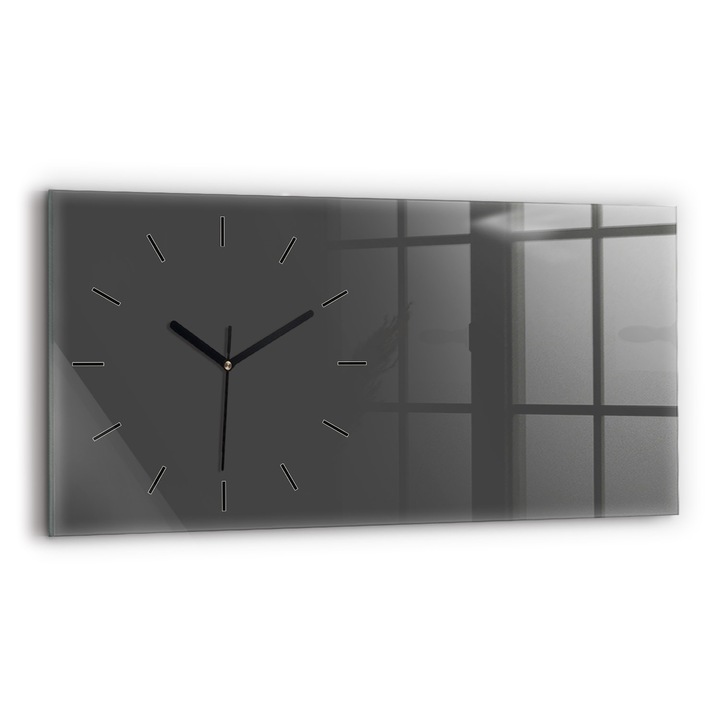 Falióra, Wallfluent, üveg, Fekete mutatók, Számok nélkül, Szürke, Téglalap 60x30 cm, 010010500030200268336