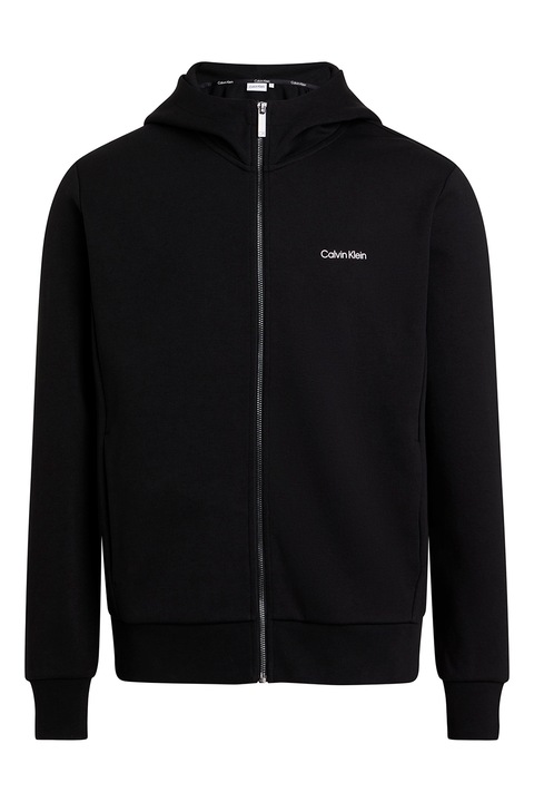 CALVIN KLEIN, Hanorac cu fermoar si buzunare laterale, Negru