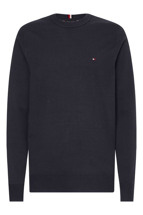 Tommy Hilfiger, Kerek nyakú organikuspamut pulóver, Tengerészkék