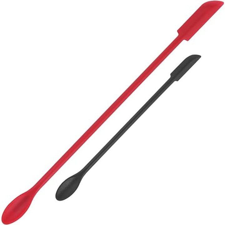 2 db kozmetikai spatula készlet, KitsKap, szilikon, fekete/piros