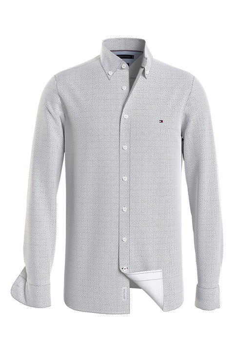 Tommy Hilfiger, Szűk fazonú mintás ing, Fehér/Tengerészkék