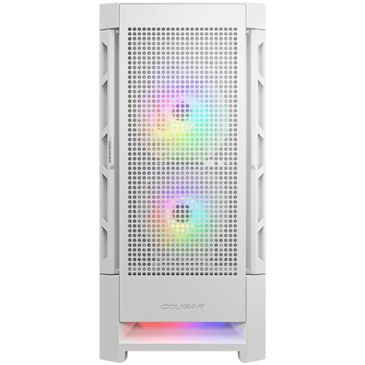 Компютърна кутия COUGAR Airface RGB White, Mid Tower, 2x 140 1x120 ARGB Fans, RGB Button, 4mm Tempered Glass, Mini ITX / Micro ATX / ATX / CEB/ E-ATX, USB 3.0 x 2, USB 2.0 x 1, 4 Pole Headset Audio Jack x1 CG385ZD100005