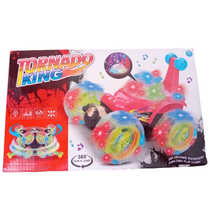 Masina Tornado King 3D cu telecomanda, rosie, rotatie 360 grade, lumini ...