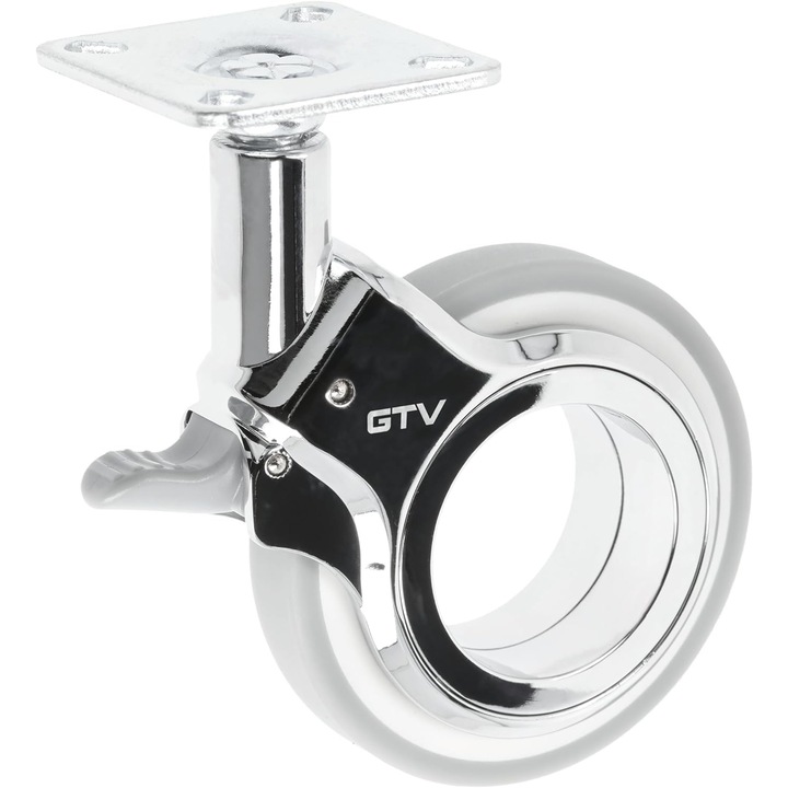 Rola cu frana GIRA Ø75 mm, gri-crom