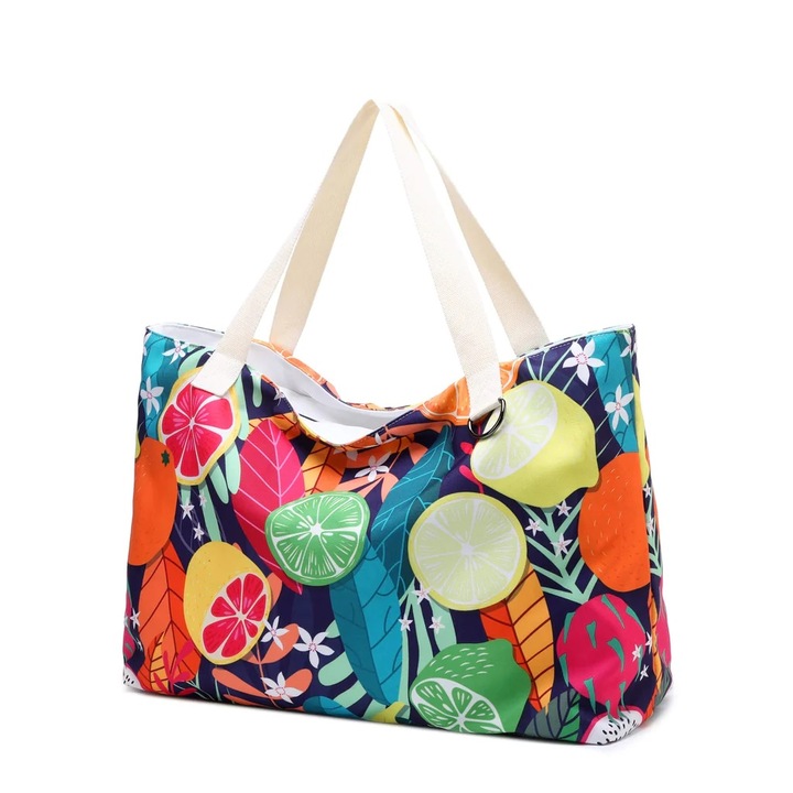Geanta multicolorata cu model marime xxl pentru plaja