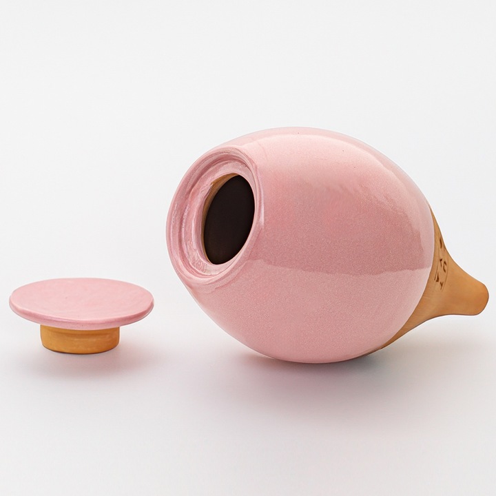 Vas de auto-udare plante, LUTOYA, artizanal, din ceramica, lut, natural, decorativ, autoirigare lenta, udare eficienta plante, 200 ml, Small Roz