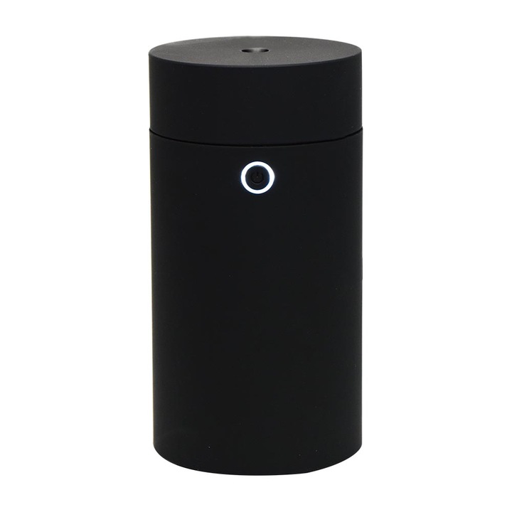 12 Volt-os autós párásító aromaterápiás párologtató, diffuzor, ultrahangos párásító, 55ml, matt fekete színben