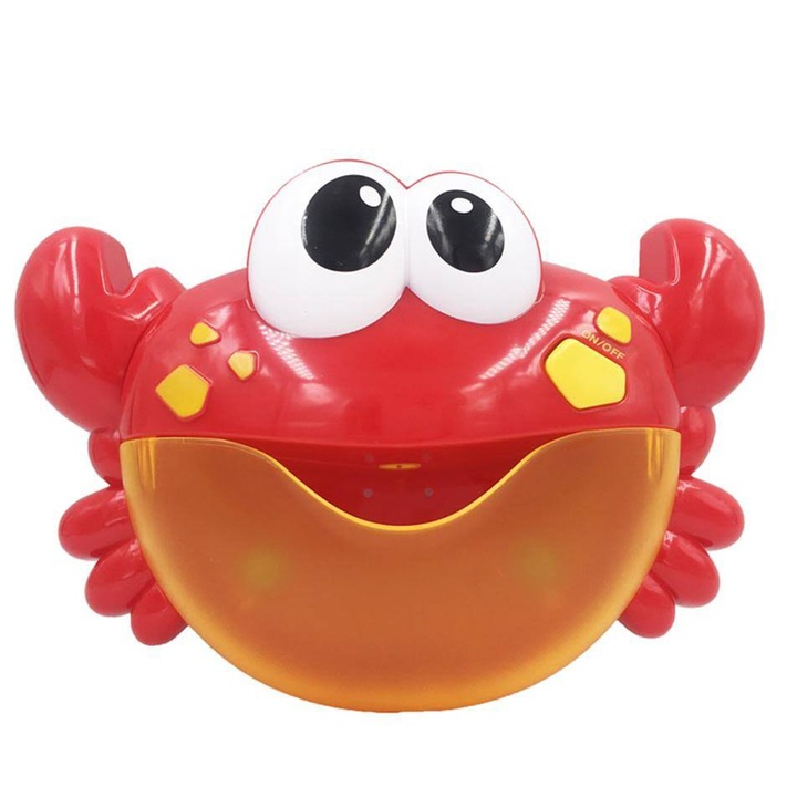 Interaktív zenés fürdőjáték szappanbuborékokkal, tapadókorongokkal, rák, piros, 18+ hónapos, ajak